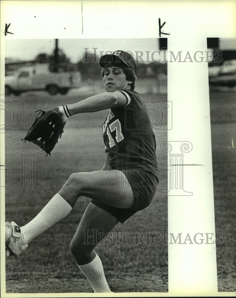 1984 Press Photo New Braunfels Canyon High baseball pitcher Brad Campbell- Historic Images