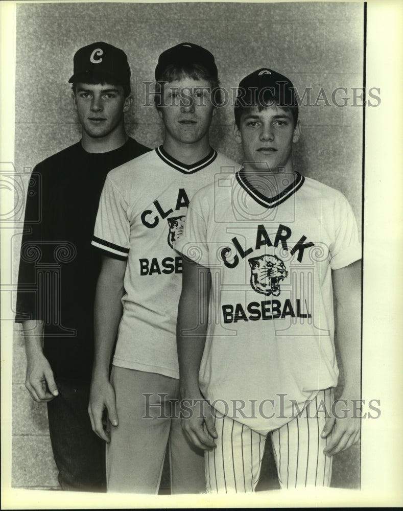 Press Photo A trio of Clark High baseball players - sas10296- Historic Images