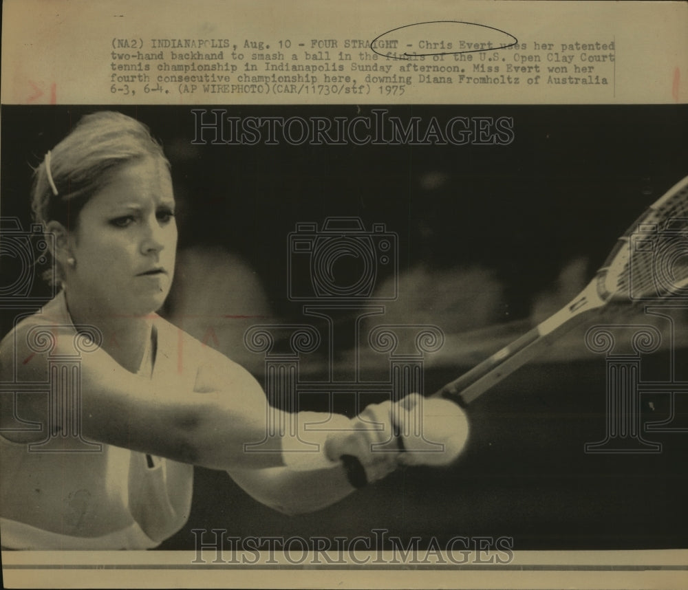 1975 Press Photo Tennis star Chris Evert at the U.S. Clay Courts in Indianapolis- Historic Images