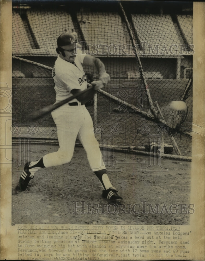 1973 Press Photo Joe Ferguson, Los Angeles Dodgers Baseball Catcher and Batter- Historic Images