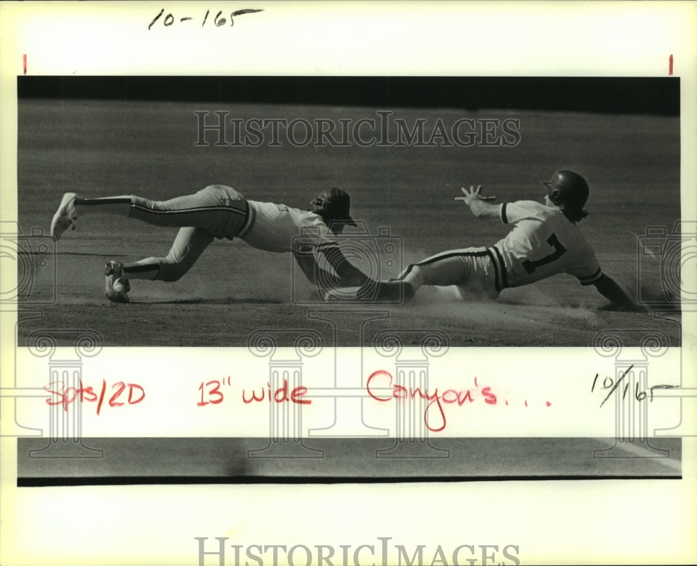 1985 Press Photo Jasper and Canyon High School Baseball Players at Game- Historic Images