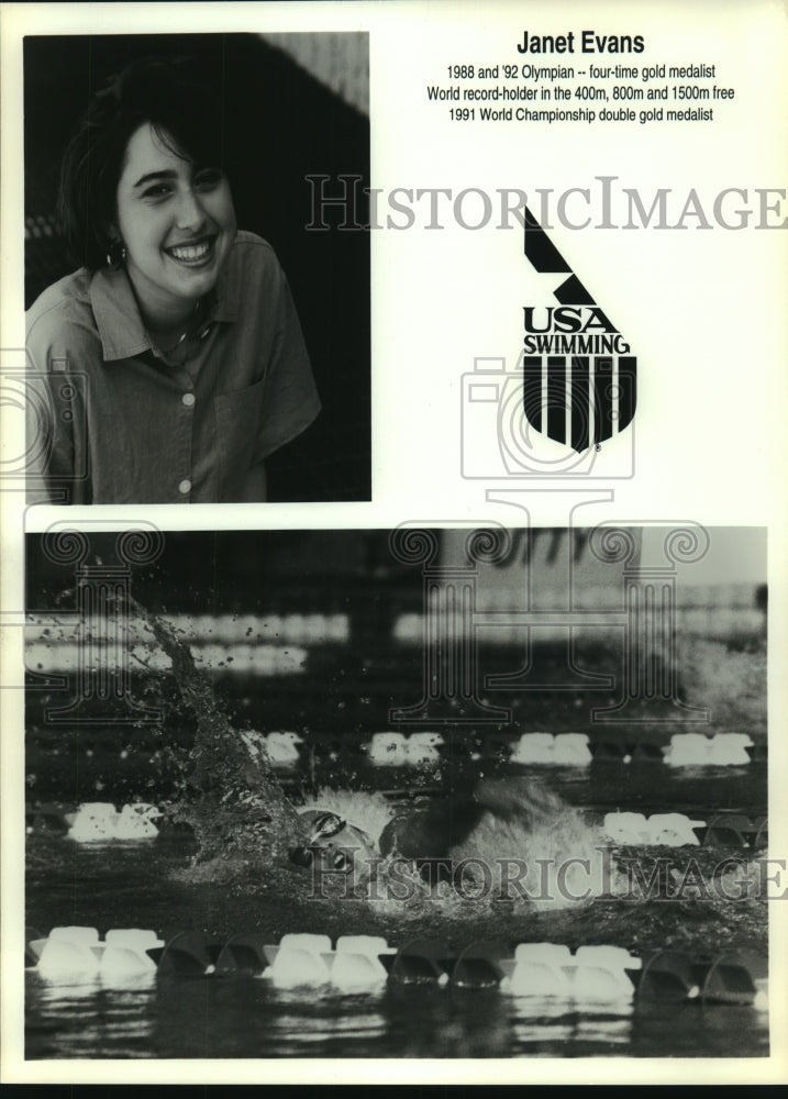 1988 Press Photo Janet Evans, United States Olympic Swimming Gold Medalist- Historic Images