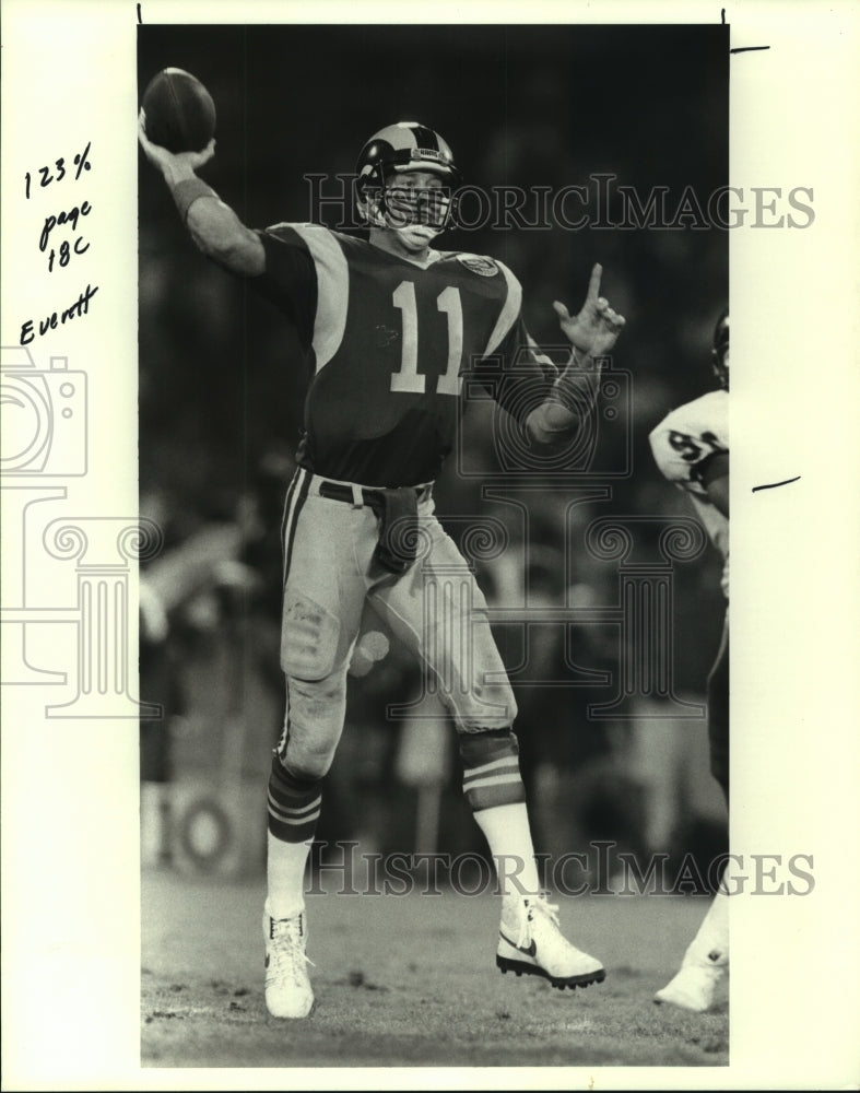 1990 Press Photo Jim Evertt, Los Angels Rams Football Quarterback - sas10951- Historic Images