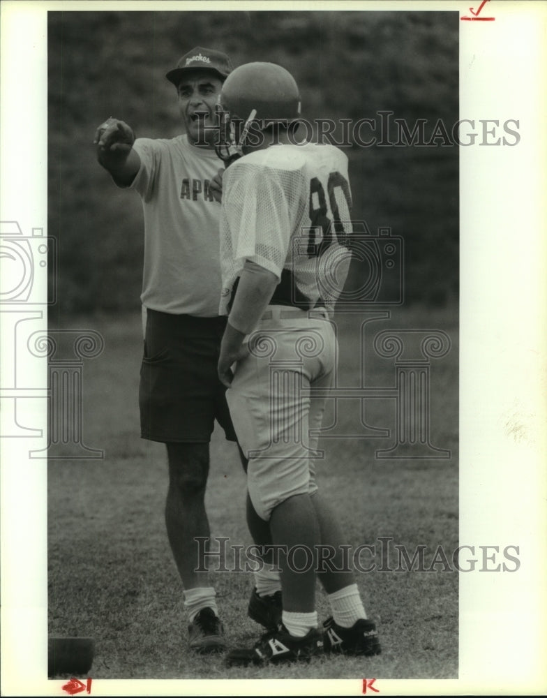 1992 Press Photo John Ferrara, Antonian High School Football Coach with Player- Historic Images