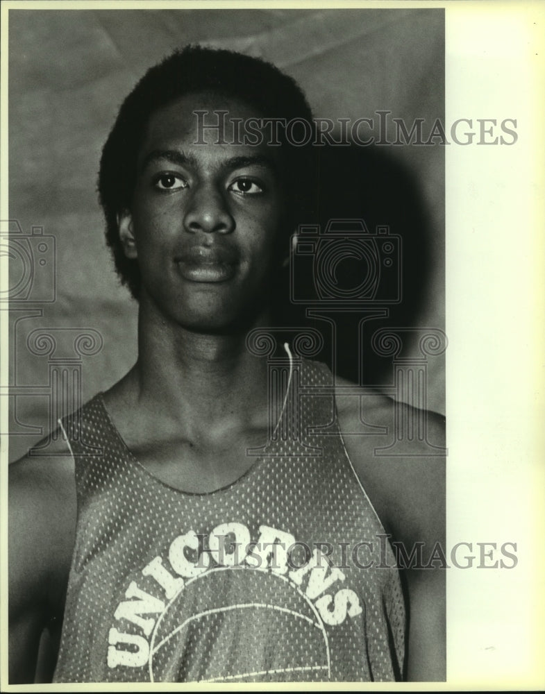 1986 Press Photo Damon Millett, New Braunfels High School Basketball Player- Historic Images