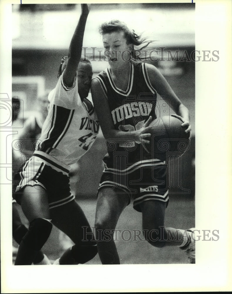 1991 Press Photo Jessica Consol, Judson High School Basketball Player at Game- Historic Images