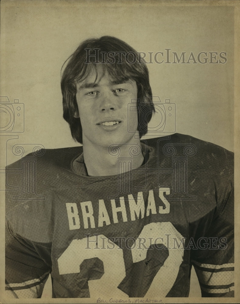 Press Photo Bill Gibbons, MacArthur High School Football Player - sas11197- Historic Images