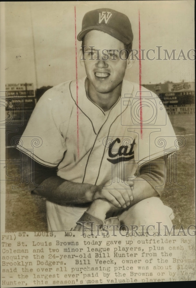 Press Photo Ray Coleman, Brooklyn Dodgers and St. Louis Browns Baseball Player- Historic Images