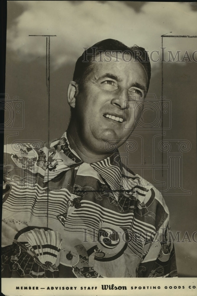 1956 Press Photo E. J. &quot;Dutch&quot; Harrison, Golfer and Wilson Sporting Goods Staff- Historic Images