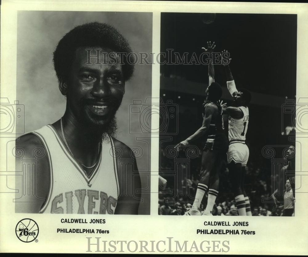 Press Photo Caldwell Jones, Philadelphia 76ers Basketball Player at Game- Historic Images