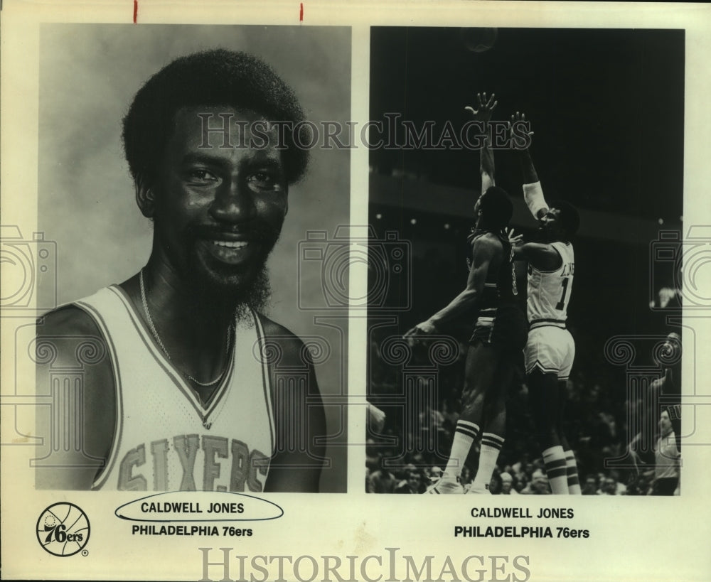 1980 Press Photo Caldwell Jones, Philadelphia 76ers Basketball Player at Game- Historic Images