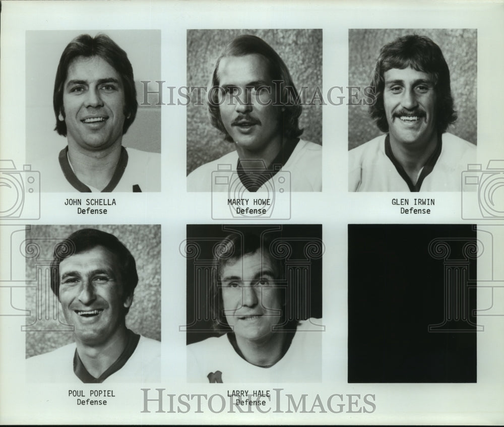 Press Photo John Schella and Other Hockey Team Defensive Players - sas11550- Historic Images