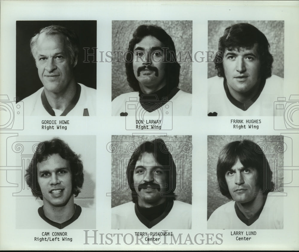 Press Photo Don Larway, Hockey Right Wing Player with Teammates - sas11557- Historic Images