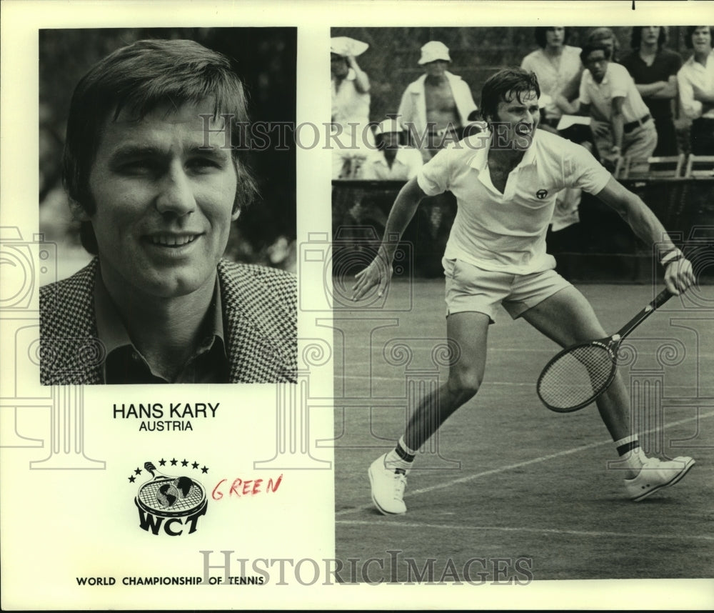 Press Photo Tennis Player Hans Kary Swings Racquet on Court - sas11621- Historic Images
