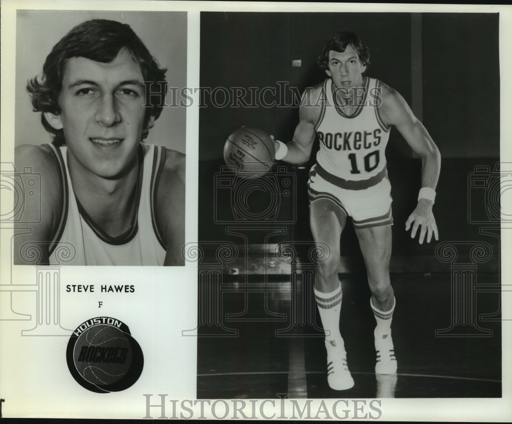 Press Photo Houston Rockets Basketball Player Steve Hawes Dribbles the Ball- Historic Images