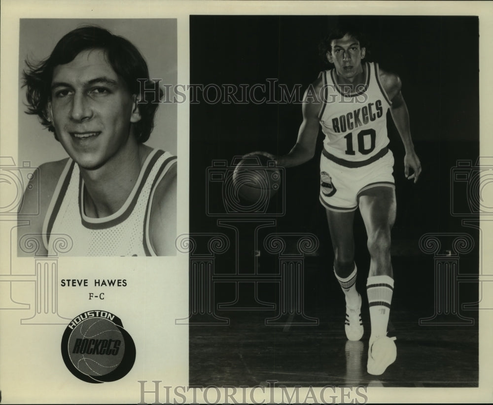 Press Photo Houston Rockets Basketball Player Steve Hawes Dribbles the Ball- Historic Images