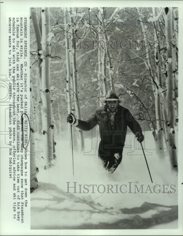 Press Photo Steamboat Springs Director of Skiing Billy Kidd Skis Between Trees- Historic Images