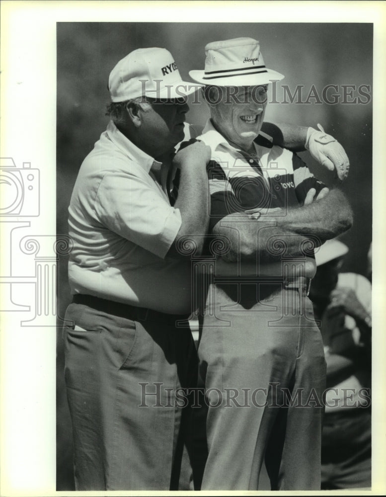 1991 Press Photo Golfers Billy Casper &amp; Don January Joking at Dominion Vantage- Historic Images