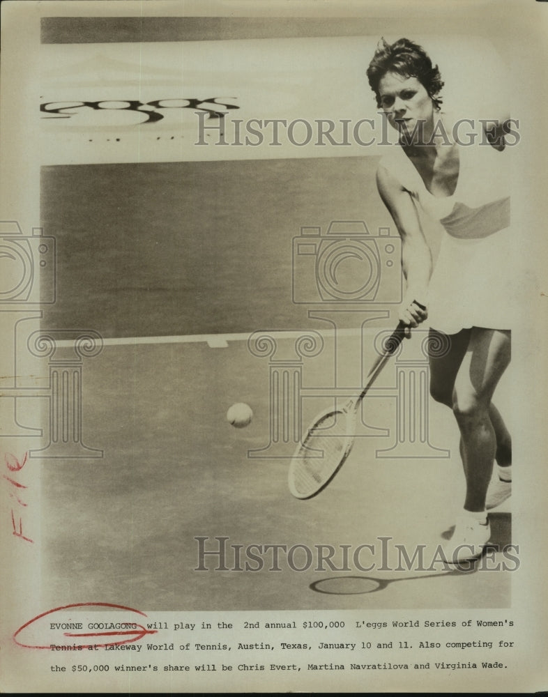 Press Photo Evonne Goolagong, Tennis Player at L&#39;eggs Match - sas11799- Historic Images