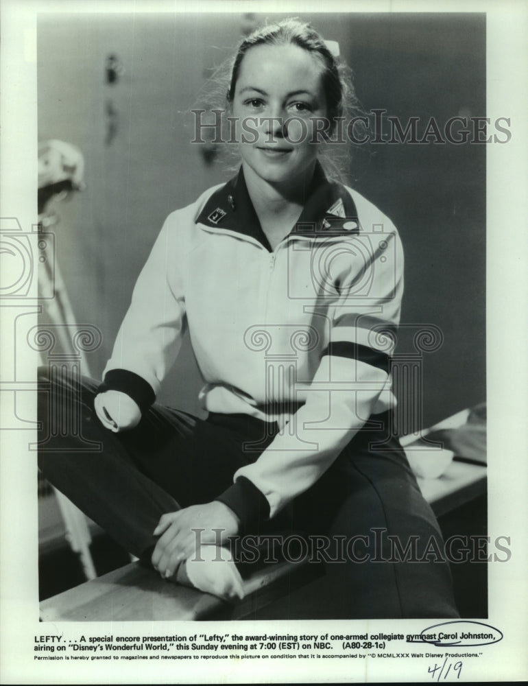 Press Photo Carol Johnston, One Armed Collegiate Gymnast on Disney Program- Historic Images