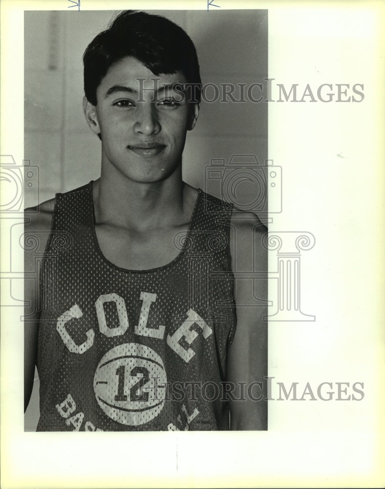 1987 Press Photo Eddie Cavallero, Cole High School Basketball Player - sas12058- Historic Images