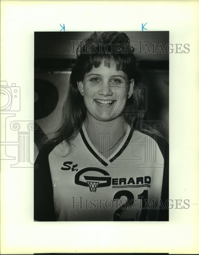 1987 Press Photo Lisa Sekula, St. Gerard High School Basketball Player- Historic Images