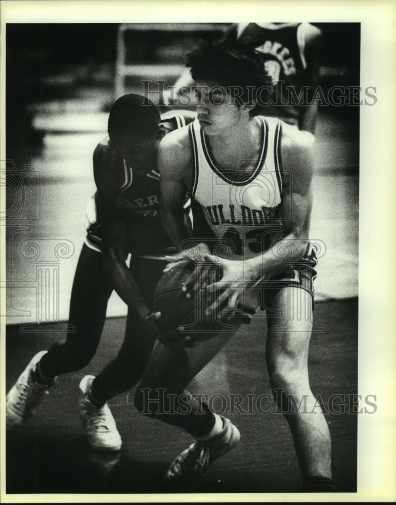 1986 Press Photo Burbank and Sam Houston play boys high school basketball- Historic Images
