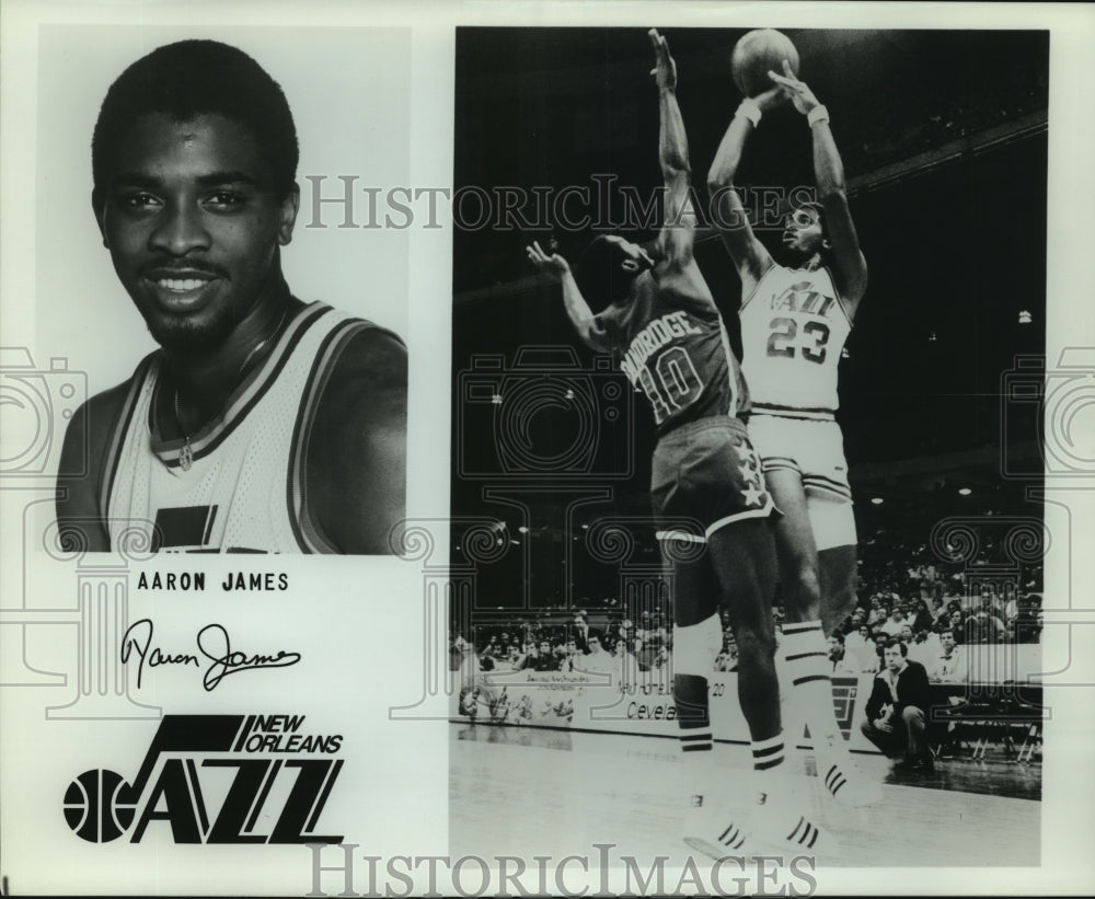 Press Photo Aaron James, New Orleans Jazz Basketball Player at Game - sas12357- Historic Images