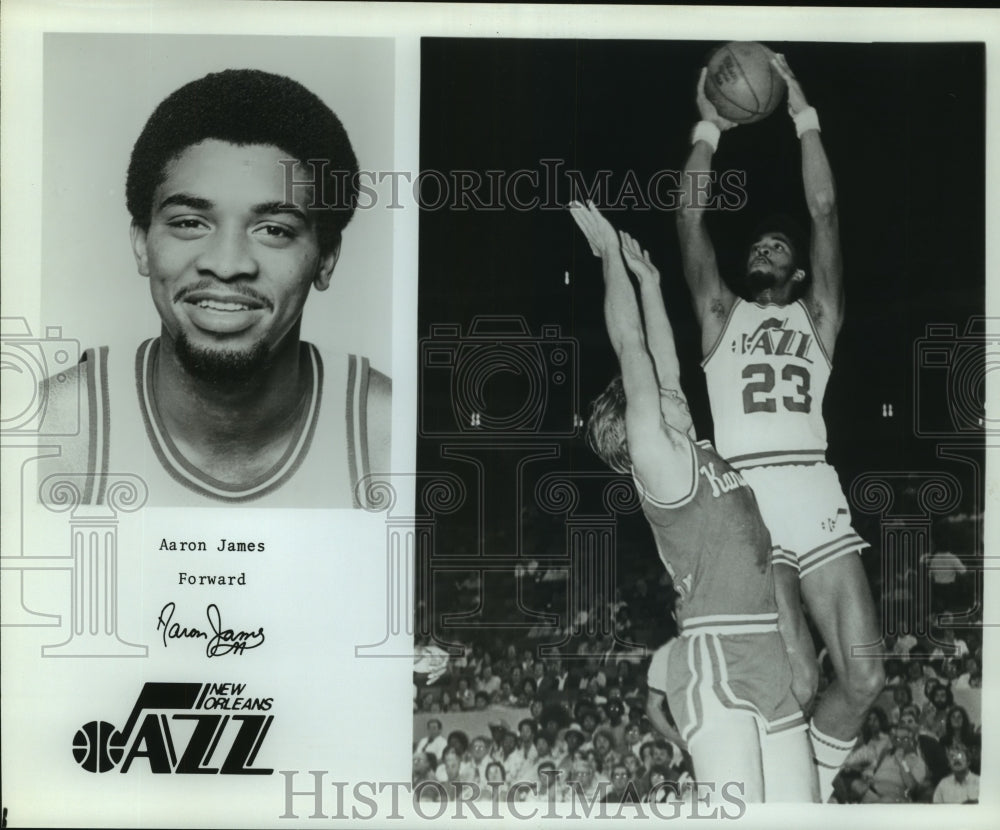 Press Photo Aaron James, New Orleans Jazz Forward Basketball Player at Game- Historic Images