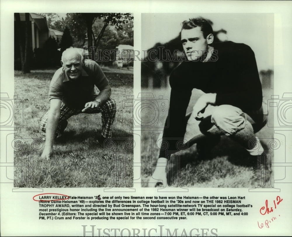 1982 Press Photo Larry Kelley, Former Yale Football Lineman Player and Leon Hart- Historic Images