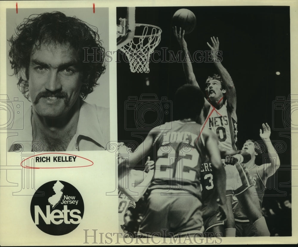 1980 Press Photo Rich Kelley, New Jersey Nets Basketball Player at Game- Historic Images