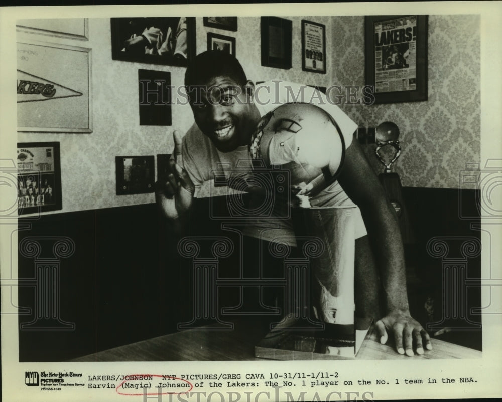 Press Photo Earvin "Magic" Johnson, Lakers Basketball Player - sas12522- Historic Images