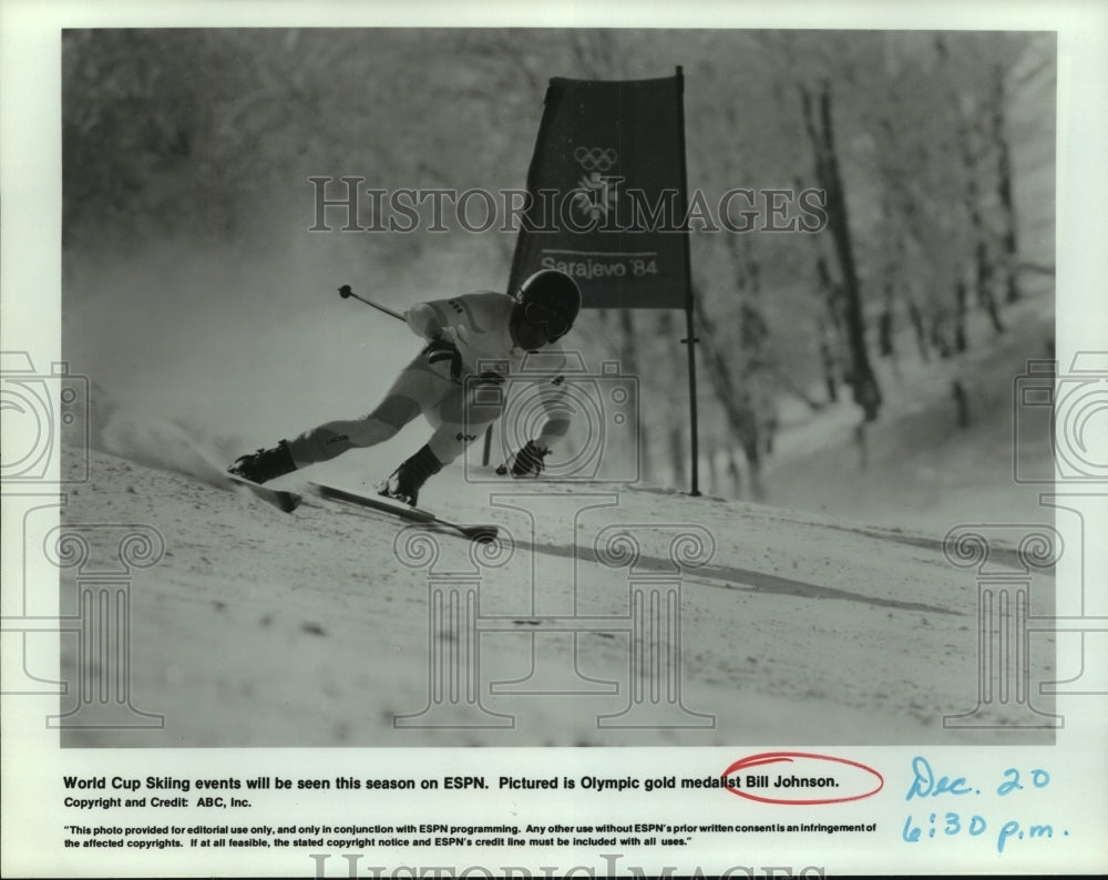 Press Photo Bill Johnson, Olympic Skiing Gold Medalist at World Cup Event- Historic Images