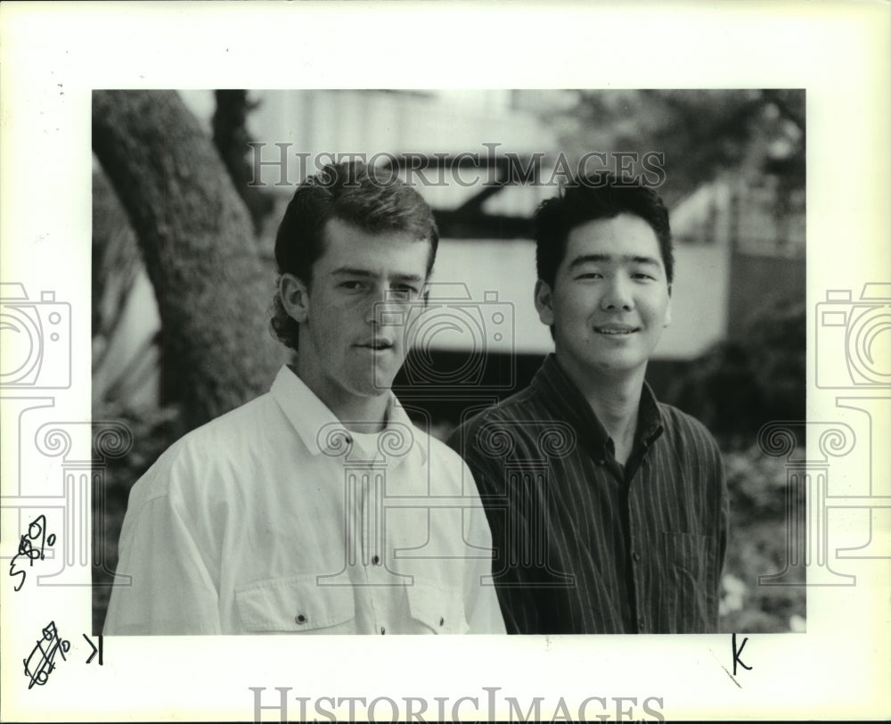 1990 Press Photo Clark High School Baseball Players, Scott Voyles and Mario Lee- Historic Images