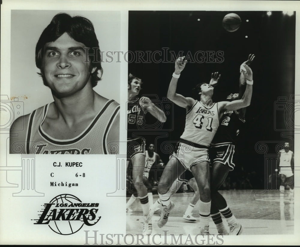 Press Photo C. J. Kupec, Los Angeles Lakers Basketball Player at Game- Historic Images