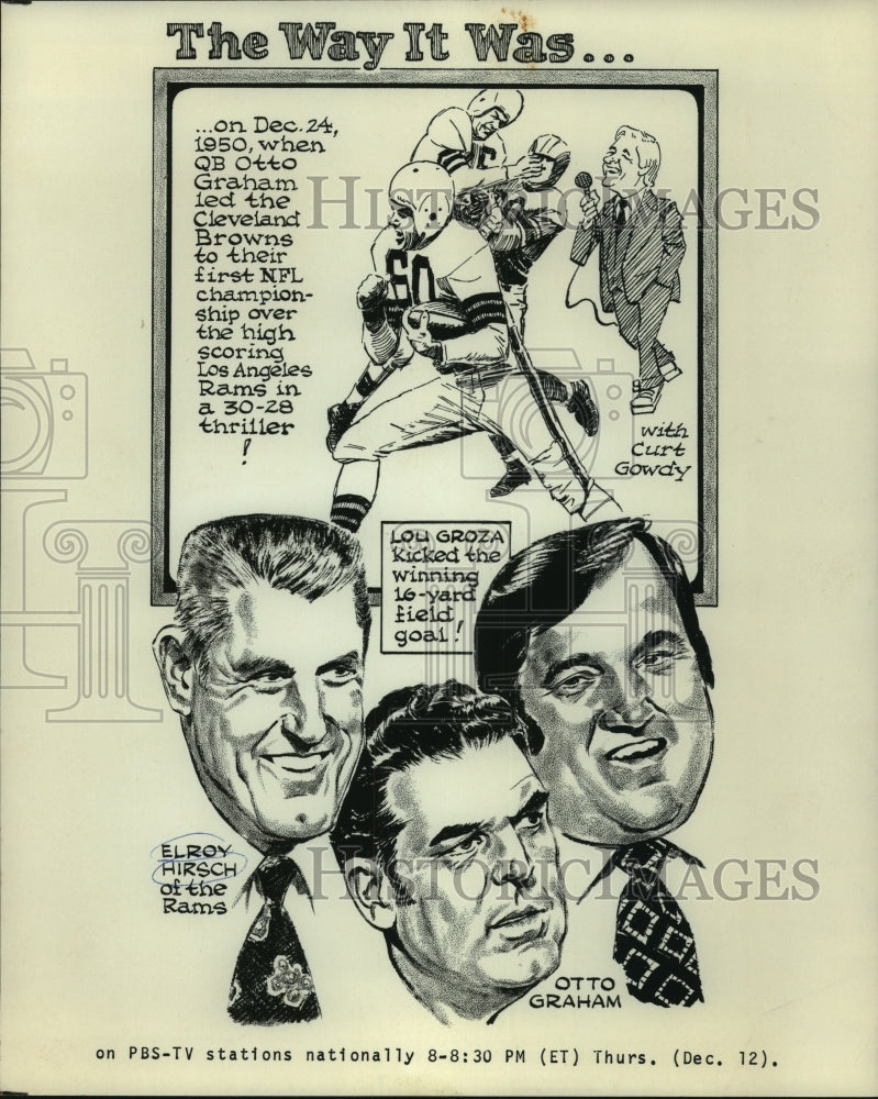 Press Photo Curt Gowdy and NFL stars on PBS' "The Way it Was" - sas12682- Historic Images