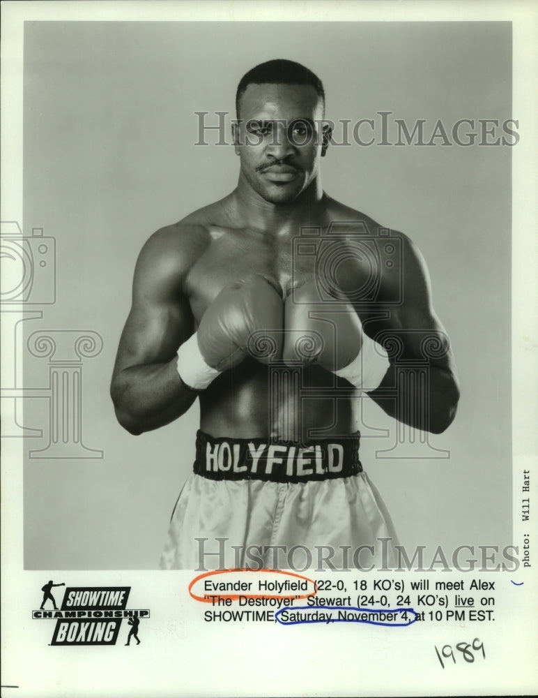 1989 Press Photo Boxing champion Evander Holyfield - sas12689- Historic Images