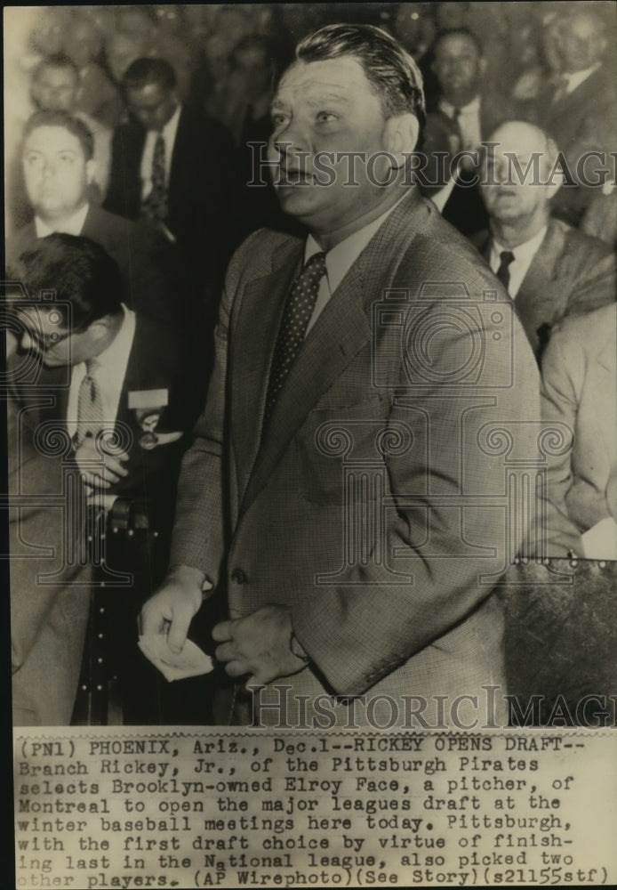 1955 Press Photo Pittsburgh Pirates baseball executive Branch Rickey, Jr.- Historic Images