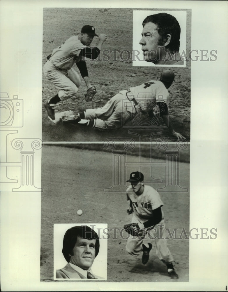 Press Photo Baseball players Gil McDougald and Tony Kubek in action - sas13002- Historic Images
