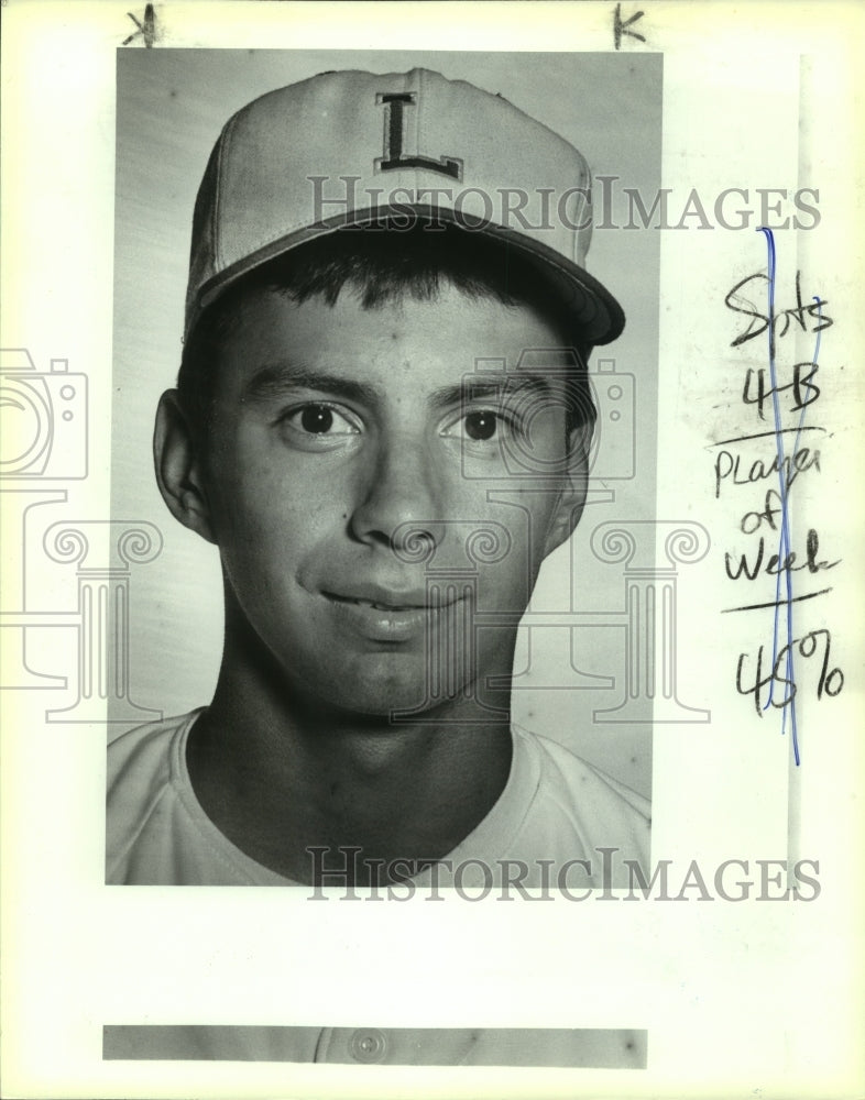 1989 Press Photo Rodney Aguilar, Robert E. Lee High School Baseball Player- Historic Images