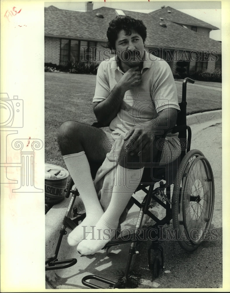 Press Photo Gabriel Rivera, Football Player in Wheelchair - sas13180- Historic Images