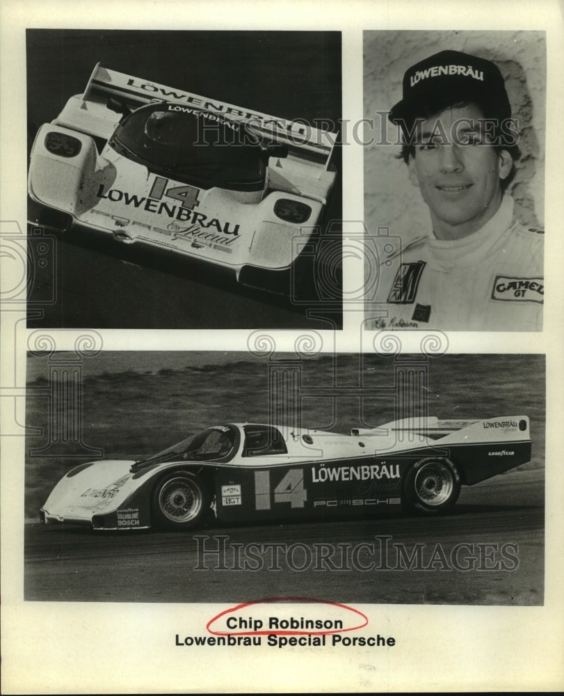 Press Photo Race driver Chip Robinson and the Lowenbrau Special Porsche- Historic Images