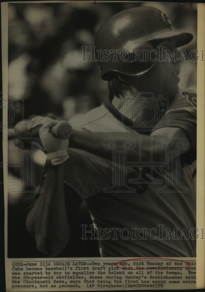 1975 Press Photo Chicago Cubs baseball player Rick Monday - sas13218- Historic Images