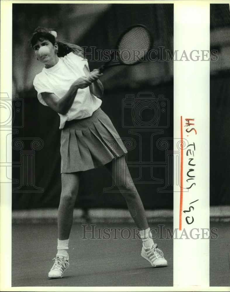 1990 Press Photo Merideth Fulton, High School Tennis Player at Tournament Match- Historic Images