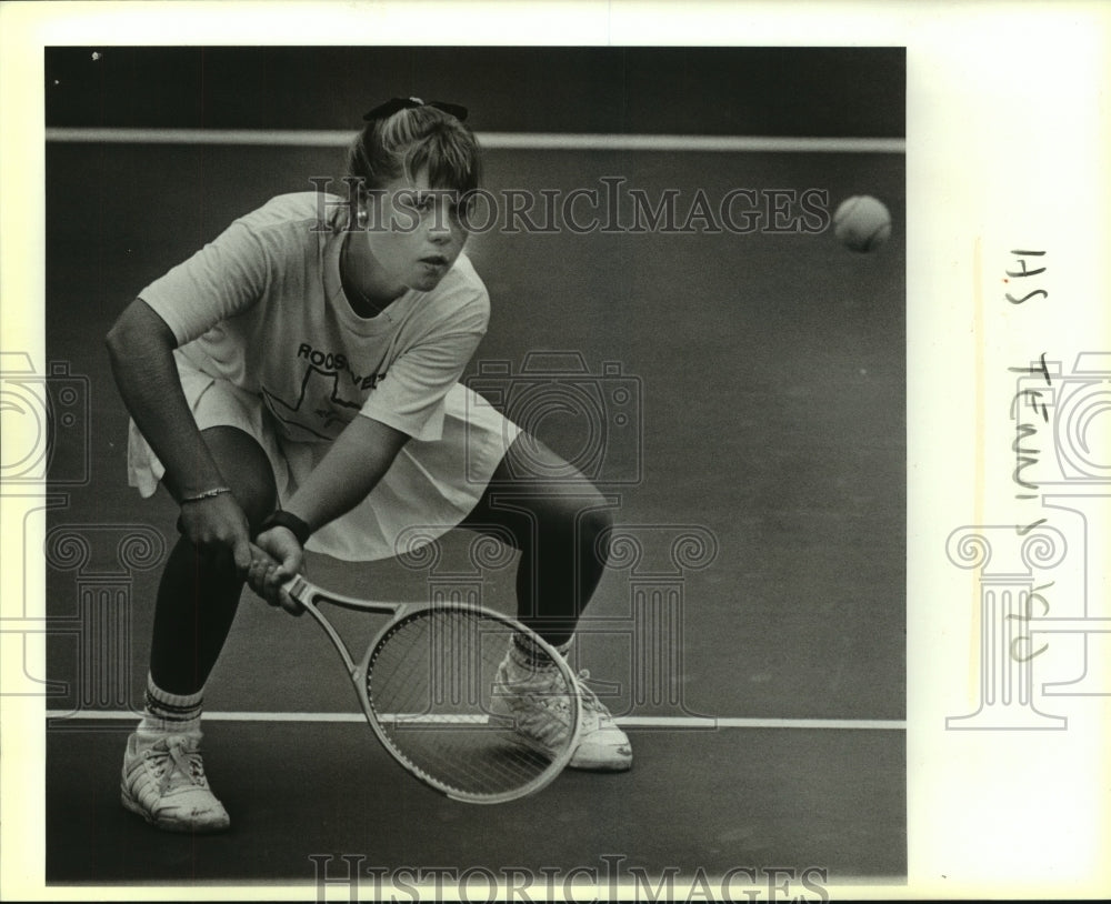 1989 Press Photo Alamo Heights High tennis player Jenny Atkerson at state finals- Historic Images