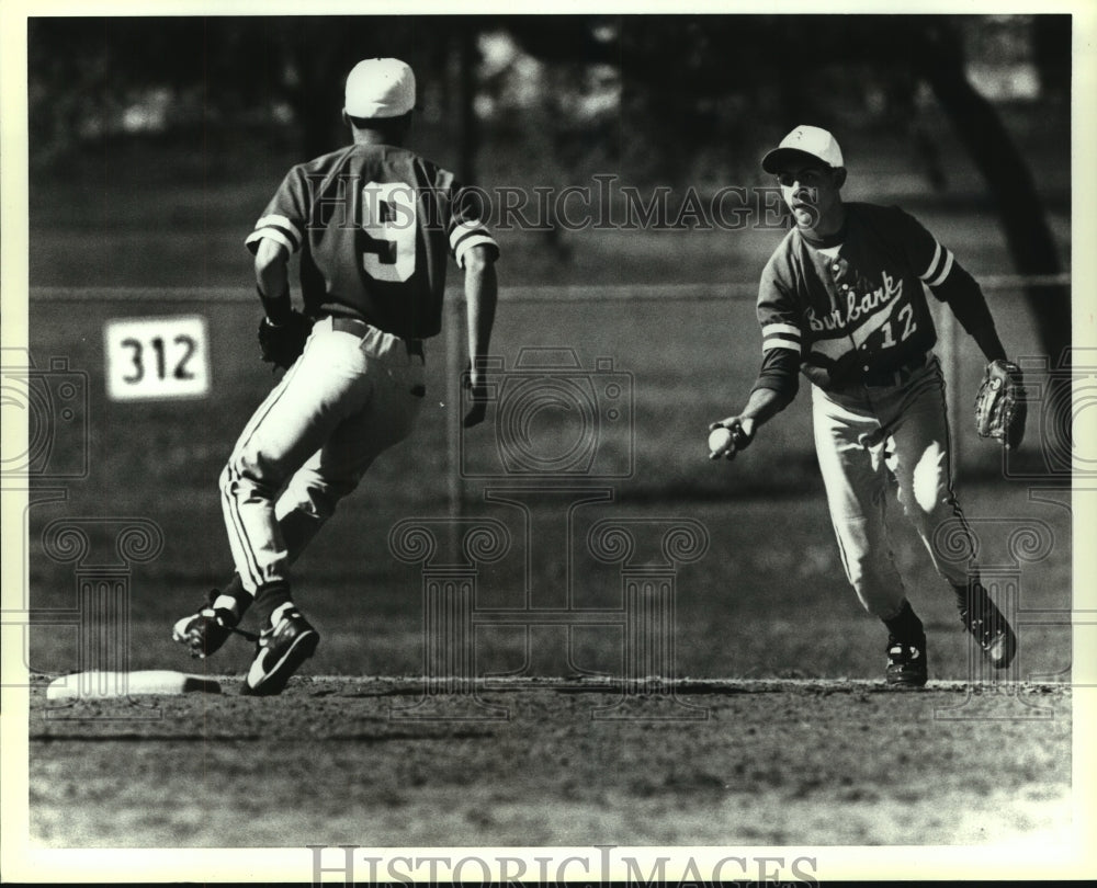 1991 Press Photo Michael Vargas, Burbank High School Baseball Player at Game- Historic Images