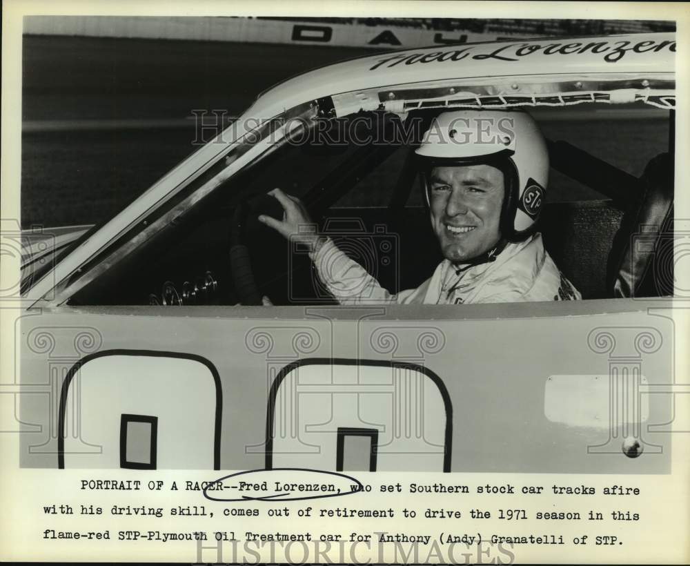 1971 Press Photo Stock car race driver Fred Lorenzen - sas13936- Historic Images