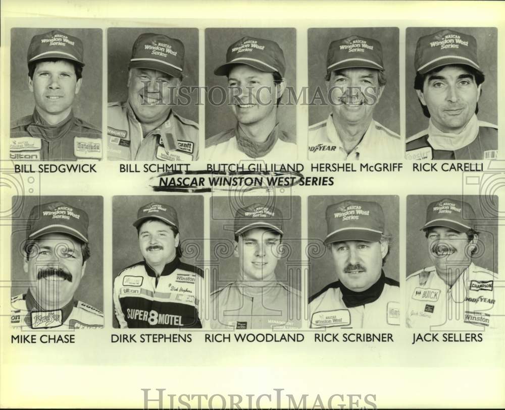 Press Photo NASCAR Winston West series driver mug shots - sas14434- Historic Images