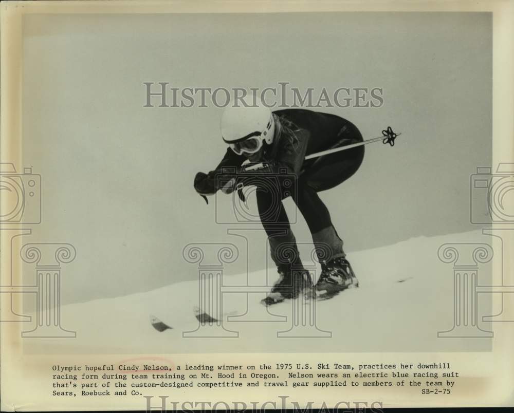 1975 Press Photo American Winter Olympics skiing hopeful Cindy Nelson- Historic Images