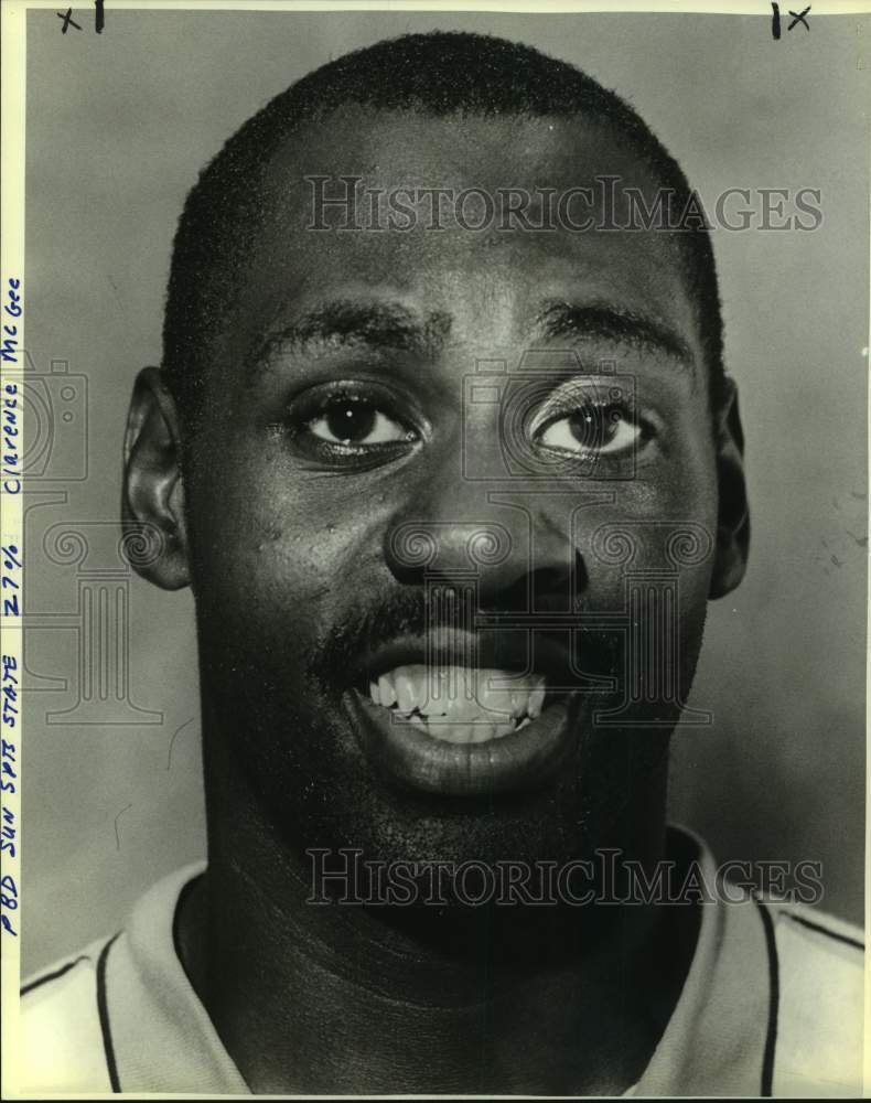 1986 Press Photo Texas-San Antonio basketball player Clarence McGee - sas15178- Historic Images